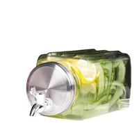 Distributeur de jus en verre carré d'été avec robinet 3L, carafe créative pour boissons froides, liqueur glacée, grand pot en verre