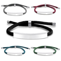 Bracelet personnalisé gravé en acier inoxydable, barre horizontale réglable, bracelet ondulé pour femmes