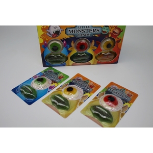 Venta caliente Halloween Halal 3D Jelly Soft Candy Gummy <span class=keywords><strong>Monster</strong></span> Eye Lip Shape con sabor afrutado OEM embotellado - Product Image 1