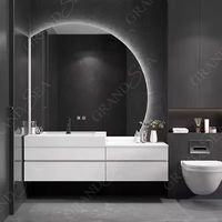 Meuble-lavabo de salle de bains italien de luxe moderne de couleur de grain de bois lavabo de salle de bains flottant à montage mural