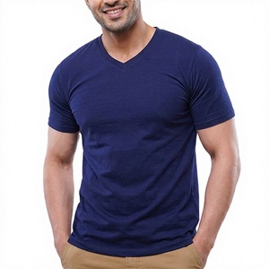 Camiseta de Algodón Premium con Cuello en V para Hombre, Ligera, Informal, Cómoda, Prenda Básica, Pedido al por Mayor, Fabricante OEM - Product Image 1