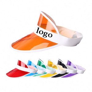 โปรโมชั่น หมวกกันแดดพลาสติกราคาถูก โปร่งใส ป้องกันรังสียูวี หมวกกันแดดแบบใส หมวกกันแดดสำหรับกิจกรรมกลางแจ้ง ชายหาด กอล์ฟ หมวกกันแดด PVC สำหรับผู้หญิง - Product Image 2