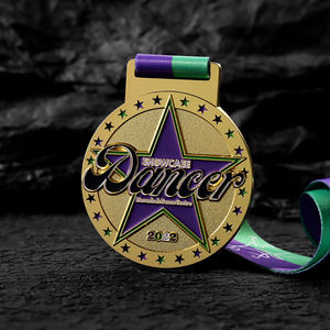 ผู้ผลิตที่กำหนดเองท้องฟ้าดาวโลหะผสมสังกะ<span class=keywords><strong>ส</strong></span>ีเคลือบอ่อนคู่เต้นรำการแข่งขันเหรียญทอง - Product Image 4