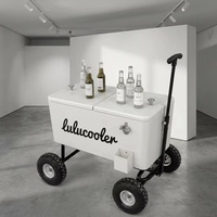 Chariot isotherme vintage en métal noir 80QT avec roues, glacière pratique pour boissons, bière et pique-niques en extérieur