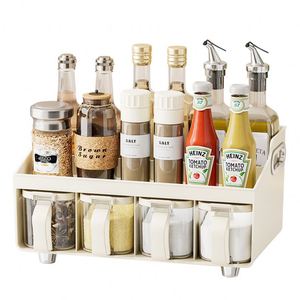Étagère de rangement pour épices en plastique à double niveau, moderne et durable, multifonctionnelle, pour la cuisine - Product Image 5