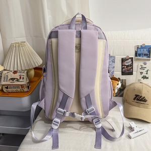 Student <b>Backpack</b> 18 In Water Resistant <b>Large</b> Capacity For Girls <b>School</b> Education Solid Color Soft Handle Interior Zipper Pocket - Product Image 3