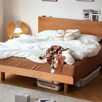 Lit plateforme moderne en bois massif de chêne japonais pour petit appartement, écologique, durable, avec rangement, garantie 1 an, chambre à coucher