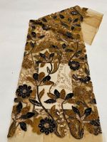 Robe en tissu de tulle floral doux pour femme, 5 yards, en dentelle française écologique, avec motif animalier, idéale pour les mariages