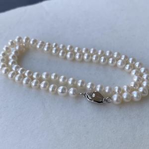 Elegant Temperament <b>Silver</b> Buckle <b>Necklace</b> with Near-Round Freshwater Pearl Strong Light Collarbone <b>Chain</b> - Product Image 3