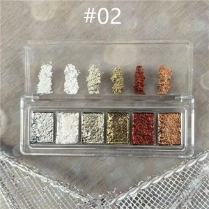 Poudre de plâtre aquarelle solide 6 couleurs en boîte carrée, paillettes Aurora pour ongles, pour la décoration professionnelle des ongles, pigment lumineux - Product Image 4