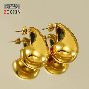 Zogxin Gold Teardrop Shape <b>Titanium</b> Steel <b>Stud</b> Earrings Geometric Design For Women Fashion Jewelry - Product Image 1