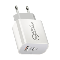 Cargador de Pared PD de 20 W con USB Tipo C y 2 Puertos QC3.0, Adaptador de Enchufe Universal para EE. UU., UE, AU, Reino Unido, para iPad Pro, para Teléfono, para Teléfono Móvil