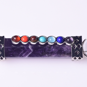 Ciondolo curativo al quarzo ametista a sette Chakra con punto di cristallo naturale all'ingrosso per regalo - Product Image 4