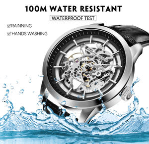 Reloj de Pulsera PAGANI DESIGN 1638 para Hombre, Mecánico Automático, Esqueleto, Caja de Acero Inoxidable, Correa de Cuero Azul, Analógico, de Lujo - Product Image 6