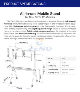 Zeno <span class=keywords><strong>AS90</strong></span>แท่นวางทีวีแบบหมุนขนาด65 "- 90" แท่นวางทีวีพกพาได้แบบหมุนได้แท่นวางทีวีรถเข็น - Product Image 6