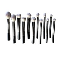 Ensemble de 12 pinceaux de maquillage en fibres synthétiques, manches en plastique, poils doux, poudre, fard à paupières, anticernes