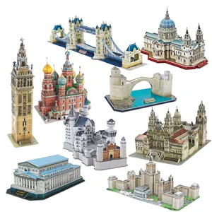 接受OEM ODM Diy礼品玩具复杂纸模型世界著名建筑建筑泡沫eva eps 3d儿童拼图