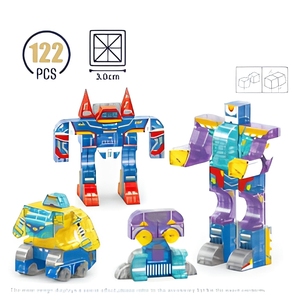 Nouveaux blocs de <span class=keywords><strong>construction</strong></span> robotiques 2026 : Blocs magnétiques transparents 3D - Jouets qui stimulent la créativité et l'imagination - Product Image 1