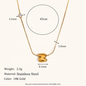 Dingran 2024 nueva moda 18K chapado en oro 26 letras burbuja collares impermeable joyería de acero inoxidable - Product Image 3