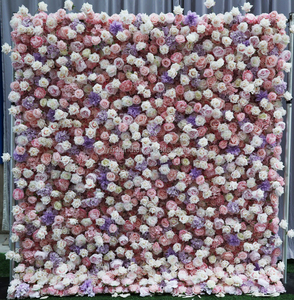 Chất Lượng Cao Màu Tím Và Màu Đỏ <span class=keywords><strong>Fuchsia</strong></span> Giả Hoa Tường Backdrop Bảng Điều Chỉnh 3D Rollup Nhân Tạo Lụa Tăng Hoa Tường Cho Đám Cưới Trang Trí Nội Thất - Product Image 6