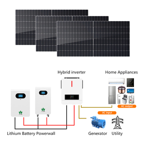 ระบบพลังงานแสงอาทิตย์ระบบกริดไฮบริด5KW-30KW ครบวงจรสำหรับใช้ในบ้านโมโนคริสตัลไลน์ซิลิกอน25KW ลิเธียมไอออน15KW 8KW AKEP-BATLI MPPT - Product Image 1