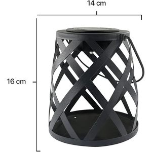 Lampada solare decorativa in metallo nero, resistente alle intemperie, luce LED, ideale per esterni e decorazione di giardini. - Product Image 3