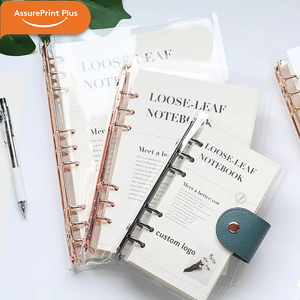 Carnet de notes A5 A6 B5 personnalisé rechargeable en PVC transparent avec reliure à anneaux, papier sans bois, planificateur pour affaires avec fermeture à bouton-pression en cuir - Product Image 2
