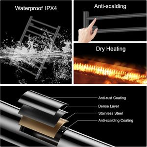 Toallero Eléctrico Moderno de Aluminio Espacial con Calefacción, Adhesivo, Montado en Pared, Impermeable, Negro, con Calentador para Baño y Hotel <span class=keywords><strong>MUBI</strong></span> - Product Image 6