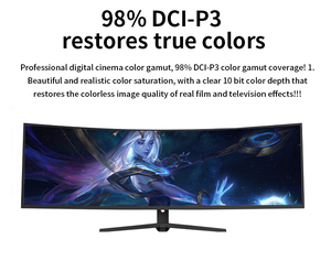 Monitor curvo para juegos HDR VA de 49 pulgadas, 144Hz/165Hz, 1ms de tiempo de respuesta, 100% SRGB, luz azul baja, altura ajustable, pantalla ancha para PC - Product Image 2