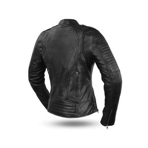 Jackets Fashionable Design Women Motorbike Longed Zippers Breathable Detail-<b>Black</b> Color-Custom <b>Leather</b> Bikers Jacket For Women - Product Image 2