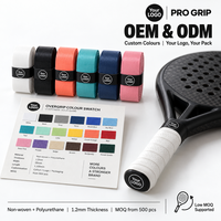 Overgrip Tenis Padel Anti-Selip Tahan Lama, Bahan Polyurethane Non-Woven, Menyerap Keringat, Pembungkus Gagang Raket, Logo Custom