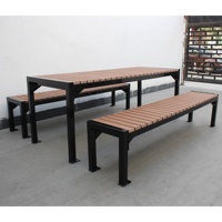 Ensemble de 2m de long table de jardin en bois massif rectangulaire professionnelle pour extérieur, plastique composite HDPE, table de rue et de parc