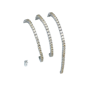 สร้อยคอเงินแท้ 925 ชุบโรเดียม ประดับเพชรโมอิสซาไนต์สีแชมเปญทรงบริลเลียนท์คัท ดีไซน์เทนนิสลิงค์ ฮิปฮอป ระดับไฮเอนด์ - Product Image 1