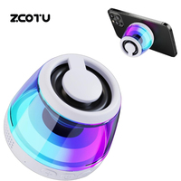 Mini Altavoz Magnético Portátil BT, Altavoz Inalámbrico con Espectáculo de Luces RGB y Soporte para Teléfono, para Videollamadas, Trabajo y Viajes