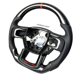 Pour Ford F150 2015-2022 Nouveaux accessoires automobiles avec volant en fibre de carbone véritable pour Ford <span class=keywords><strong>Raptor</strong></span> F150 avec cuir perforé - Product Image 5