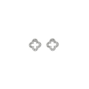 Joyería Fina de Plata Esterlina 925 Aretes de Trébol Chapados en <span class=keywords><strong>Oro</strong></span> a la Moda Piercing Geométrico con Cuentas de Tornillo de Flor de Circonita Brillante - Product Image 6