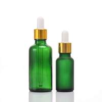 Flacon compte-gouttes en verre dépoli vert 10ml-100ml, sérigraphié, pour emballage d'huiles essentielles, de soins pour la peau et les cheveux, et de produits cosmétiques