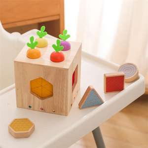 Montessori Multifunction Box Busy Board Educational Toy with Shape <b>Matching</b> Wood Carrots-Gameverse Brand for Age 3+ - Product Image 4