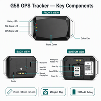 Traceur GPS pour animaux de compagnie G58 4G+2G, design élégant, connectivité 4G, suivi de localisation précis, historique des itinéraires