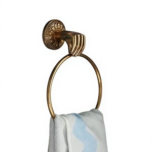 Support mural pour serviette en métal doré antique, design sculpture de main, personnalisable, pour salle de bain, décoration, porte-serviettes décoratif - Product Image 1
