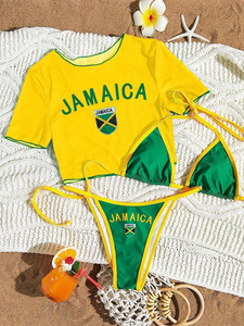 Traje de Carnaval de Jamaica Personalizado OEM, Monokini con Estampado de Bandera para Parejas, Traje de Baño para el Día de Lunes del Carnaval de Brasil y Trinidad - Product Image 2