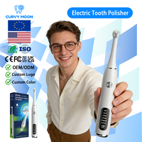 Kit de blanchiment et de polissage dentaire rechargeable CURVY MOON, 6 têtes de brosse, 5 modes de vitesse, étanche IPX6, polisseur dentaire électrique