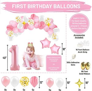 Crown neonate Happy 1st Birthday palloncini coriandoli rosa e oro ONE Cake Topper Princess Number <span class=keywords><strong>1</strong></span> on Hat Party Supplies T001 - Product Image 3