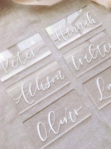 20 PIÈCES En Acrylique Haut de gamme des Cartes de Place pour le Mariage, Clair <span class=keywords><strong>Plexi</strong></span> Plaques Nom Cartes Sièges Cartes Nom D'invité Cartes pour Noël Naissance - Product Image 3