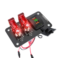 Panneau d'interrupteurs à bascule étanche 2 voies 12V 24V avec double prise de charge rapide USB QC3.0 18W et voltmètre pour voiture et bateau
