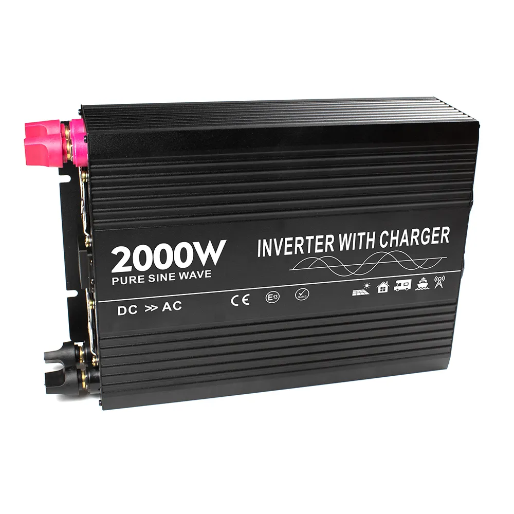 Inverter Tenaga Surya 2000 Watt, Gelombang Sinus Murni Inverter Inversor 2KW 12V 24V 48V DC Ke AC 110V 220V 230V CE NOM