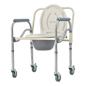 Wheeled <b>Commode</b> <b>Chair</b> Adjustable Height 6 Levels Hospital <b>Chair</b> For Elderly Pregnant Patients With Brake Wheels - Product Image 2