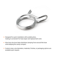 Collier de serrage universel pour tuyau de carburant automobile en acier zingué, à double ou simple fil