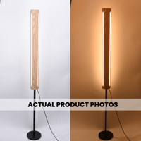 Lampe de sol LED moderne à 3 faces, 88 cm, avec support de 65 cm, base en bois massif, pour salon, chambre, hôtel, éclairage d'ambiance et décoration intérieure