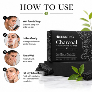 Savon Nettoyant Visage au Charbon Noir Sans Parfum, Élimine les Points Noirs, Minimise les Pores, Éclaircit les Taches Brunes, Vente en Gros - Product Image 5